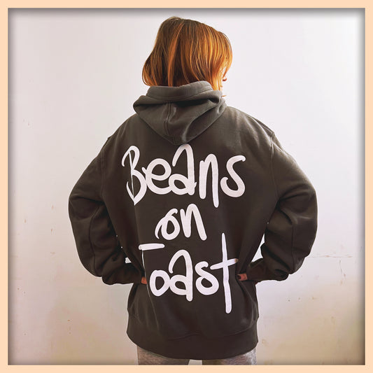 Charcoal Beans on Toast Logo and Heart Hoodie